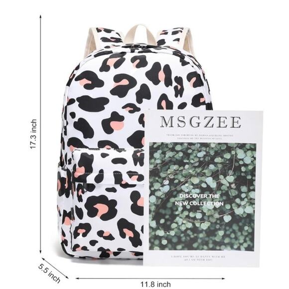 Trendy Leopard Print School Backpack Set 3pc | Lunch Bag + Pencil Case | NEW - Picture 3 of 8